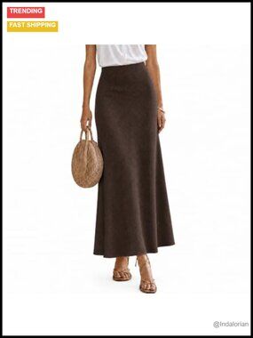 Flowy Linen Maxi Skirt High Waisted A-Line Boho Long Skirt